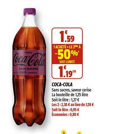 coca-cola 1 acheté = le 2ème à -50%
