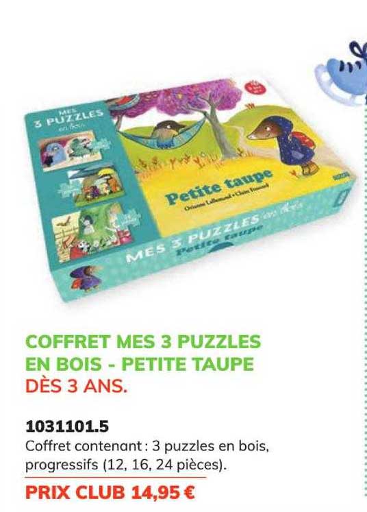 Coffret Mes 3 Puzzles En Bois - Petite Taupe