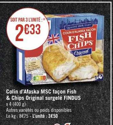 colin d'alaska msc façon fish & chips original surgelé findus