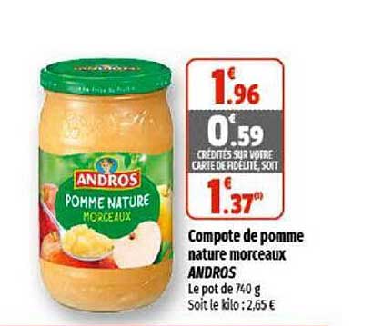 Compote De Pomme Nature Morceaux Andros