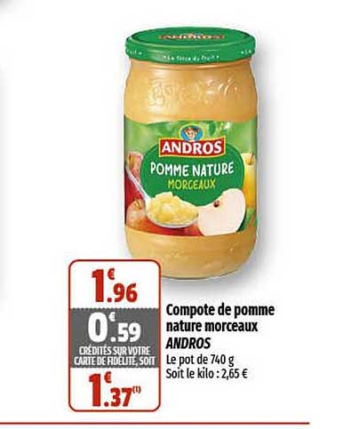 Compote De Pomme Nature Morceaux Andros
