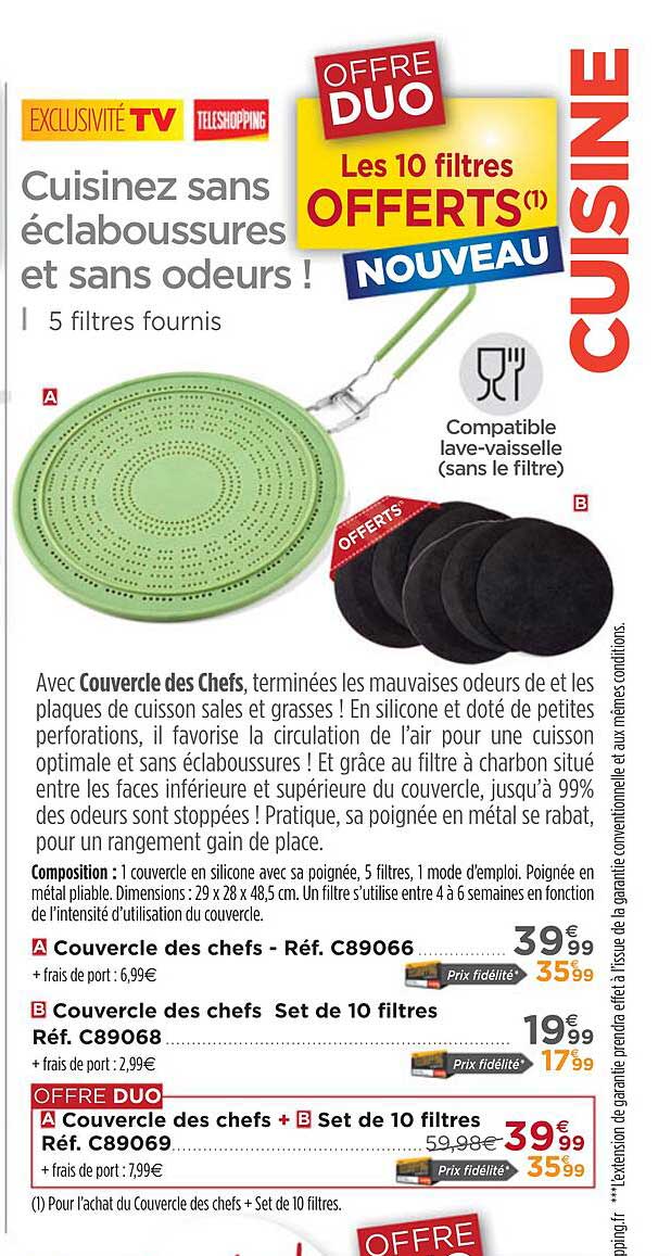 couvercle des chefs + set de 10 filtres