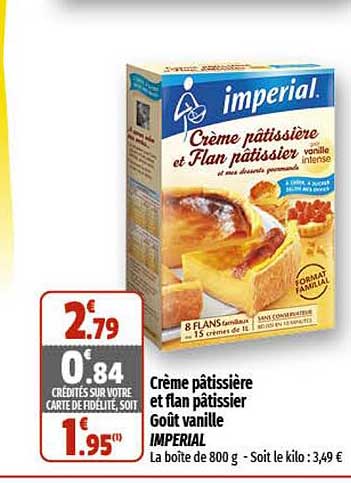 crème pâtissière et flan pâtissier goût vanille imperial