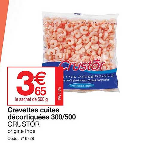 Crevettes Cuites Décortiquées 300-500 Crustor