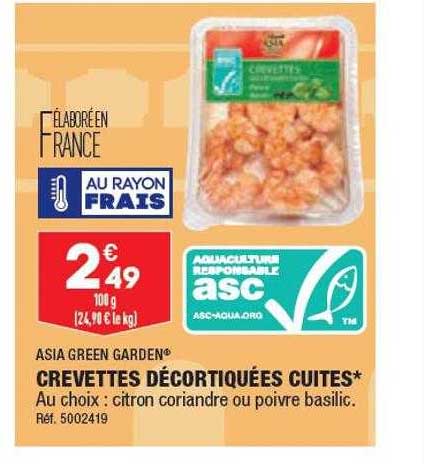 crevettes décortiquées cuites asia green garden