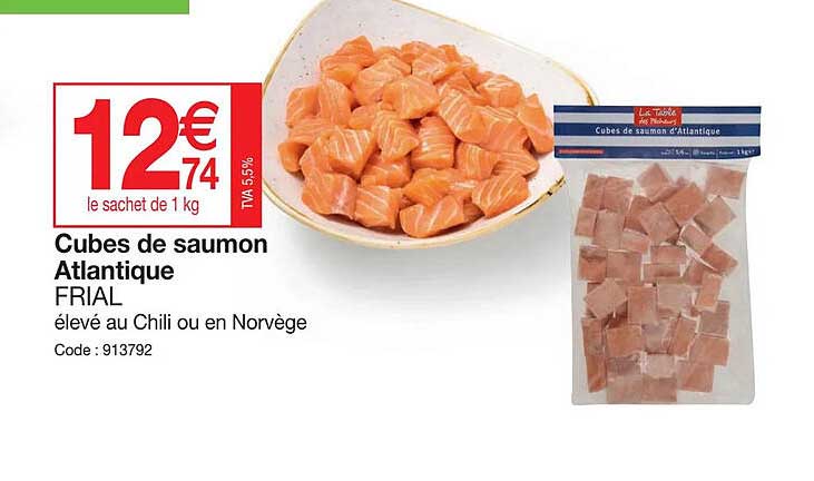 cubes de saumon atlantique frial