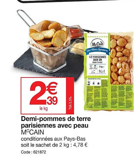 demi-pommes de terre parisiennes avec peau mc cain