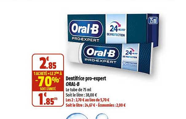 dentifrice pro-expert oral-b 1 acheté = le 2ème à -70%