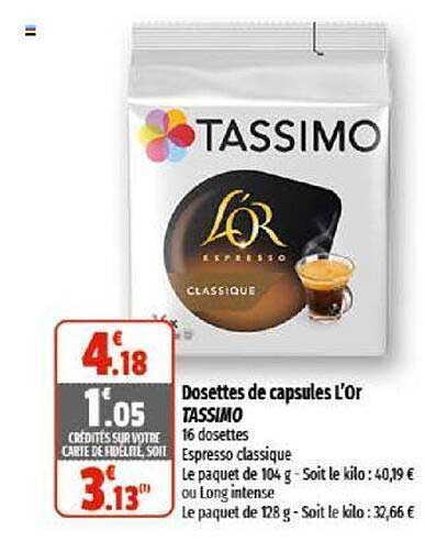 Dosettes De Capsules L'or Tassimo