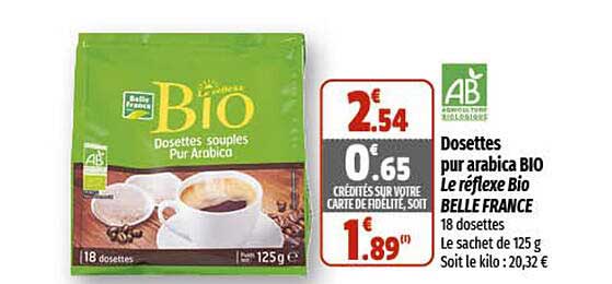 dosettes pur arabica bio le réflexe bio belle france