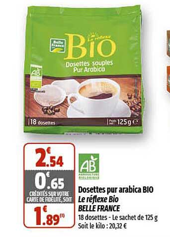 dosettes pur arabica bio le réflexe bio belle france