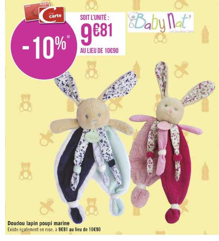doudou lapin poupi marine baby nat'