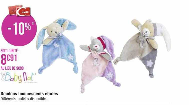 doudous luminescents étoiles baby nat'