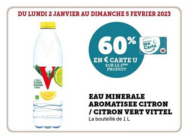 eau minérale aromatisée citron-citron vert vittel