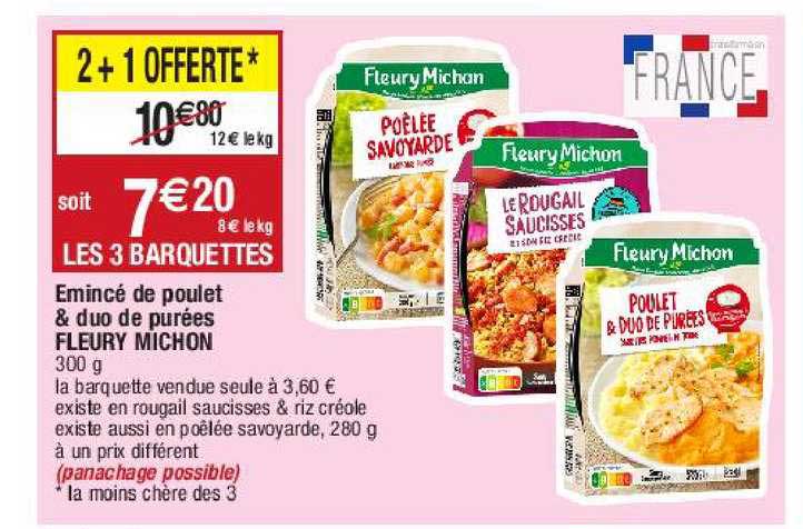 émincé de poulet & duo de purées fleury michon