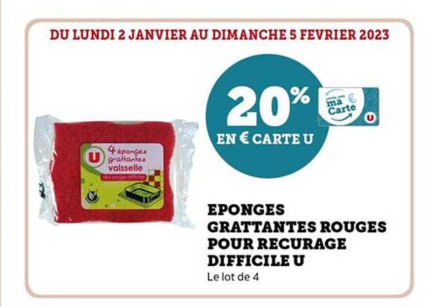 éponges grattantes rouges pour récurage difficile u