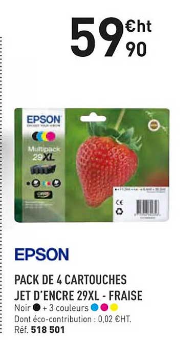 epson pack de 4 cartouches jet d'encre 29xl - fraise