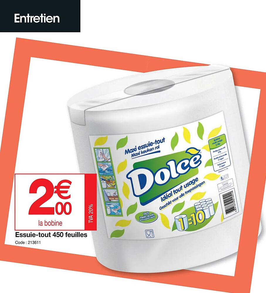 essuie-tout 450 feuilles dolce