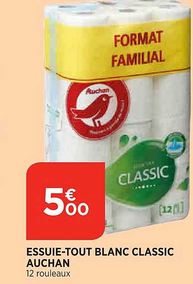 essuie-tout blanc classic auchan