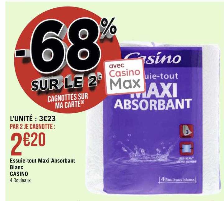 essuie-tout maxi absorbant blanc casino