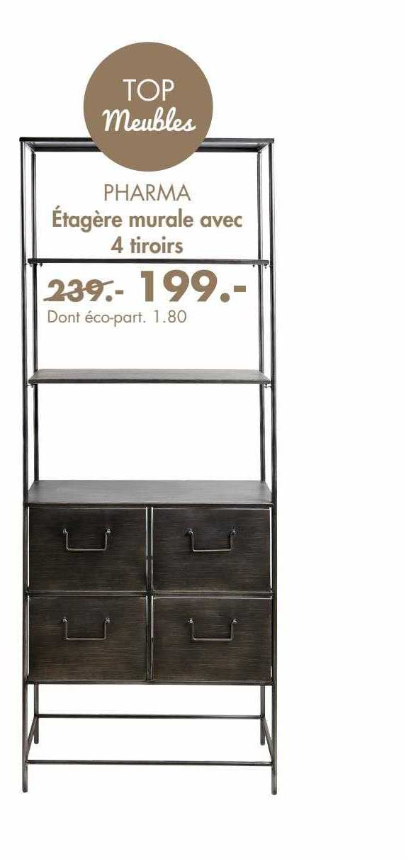 étagère murale avec 4 tiroirs pharma