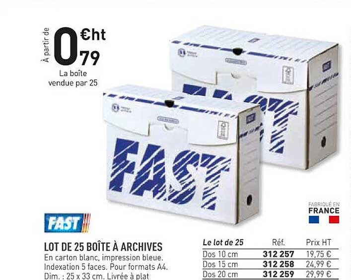 fast lot de 25 boîte à archives