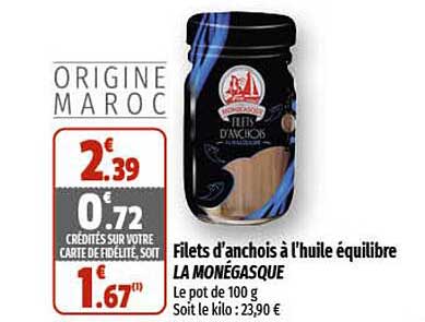 filets d'anchois à l'huile équilibre la monégasque