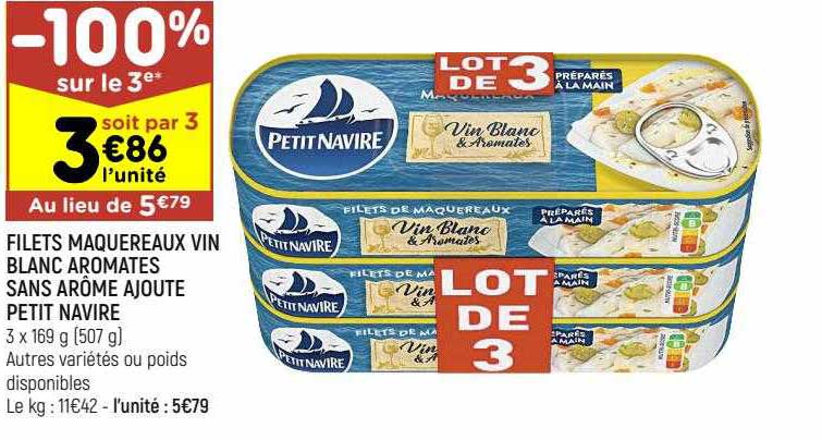 filets maquereaux vin blanc aromates sans arôme ajouté petit navire