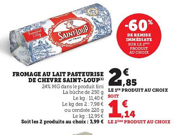 fromage au lait pasteurisé de chèvre saint-loup