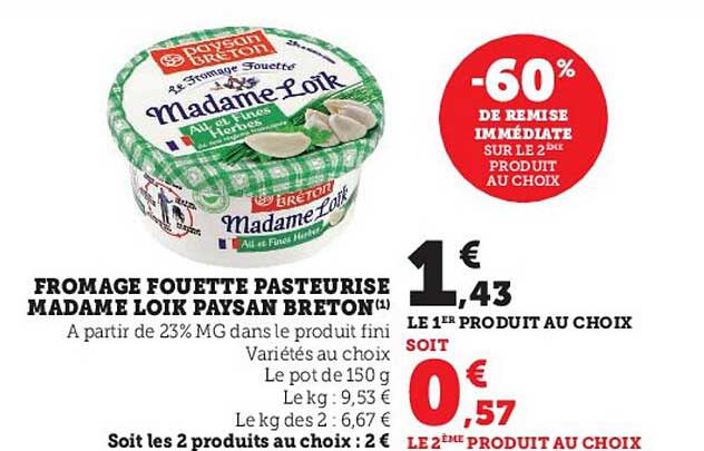 fromage fouetté pasteurisé madame loik paysan breton