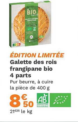 galette des rois frangipane bio 4 parts