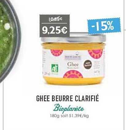 Ghee Beurre Clarifié Bioplanète