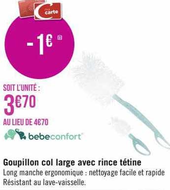 goupillon col large avec rince tétine bébé confort
