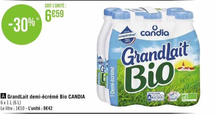 grandLait demi-écrémé bio candia