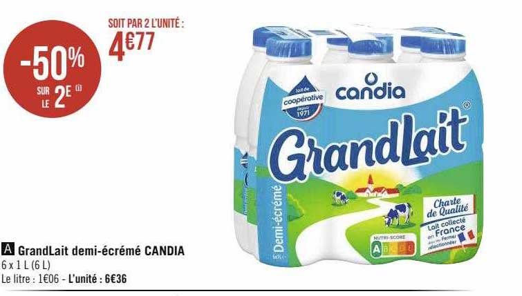 grandLait demi-écrémé candia