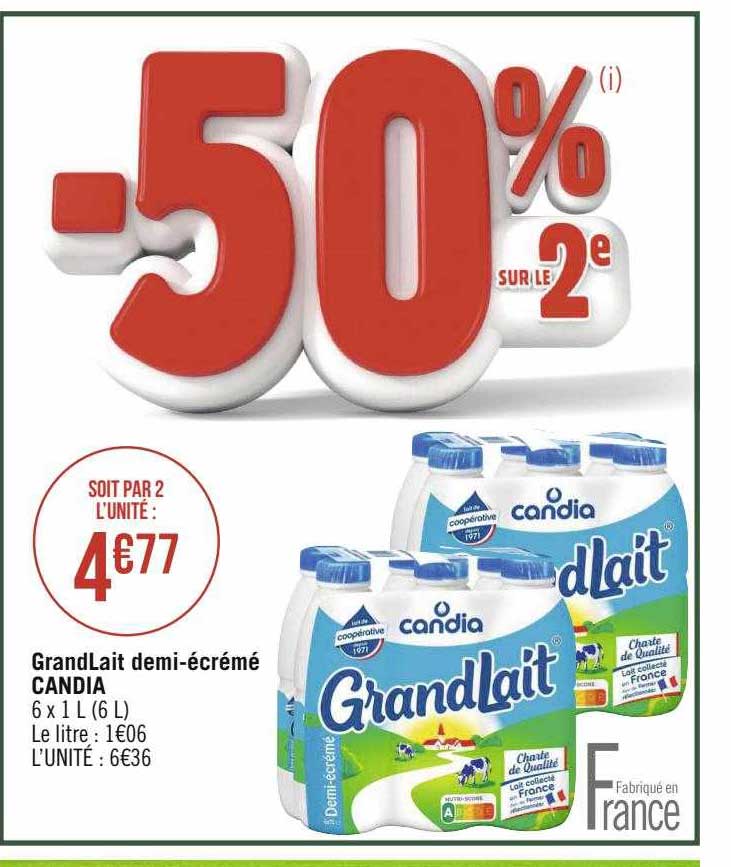 grandLait demi-écrémé candia