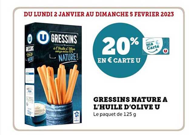 Gressins Nature à L'huile D'olive U