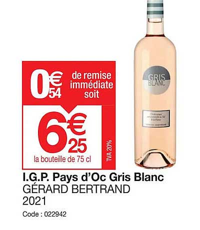 i.g.p. pays d'oc gris blanc gérard bertrand 2021