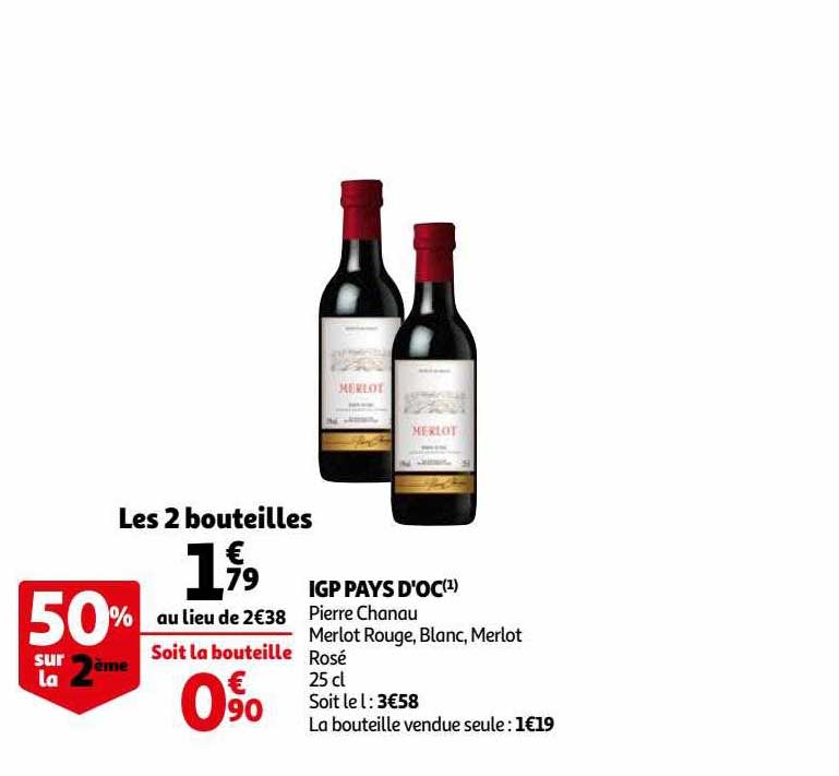 Igp Pays D'oc Pierre Chanau Merlot Rouge, Blanc, Merlot Rosé