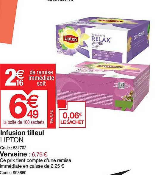 infusion tilleul lipton, verveine
