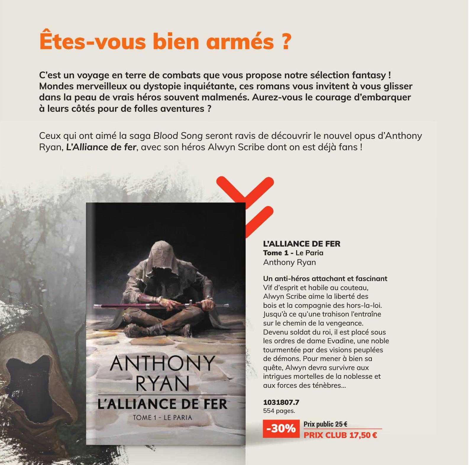 l'alliance de fer tome 1 - le paria - anthony ryan