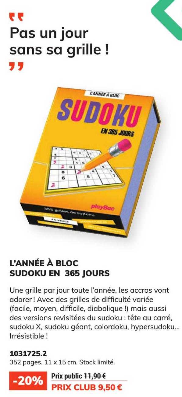 l'année à bloc sudoku en 365 jours