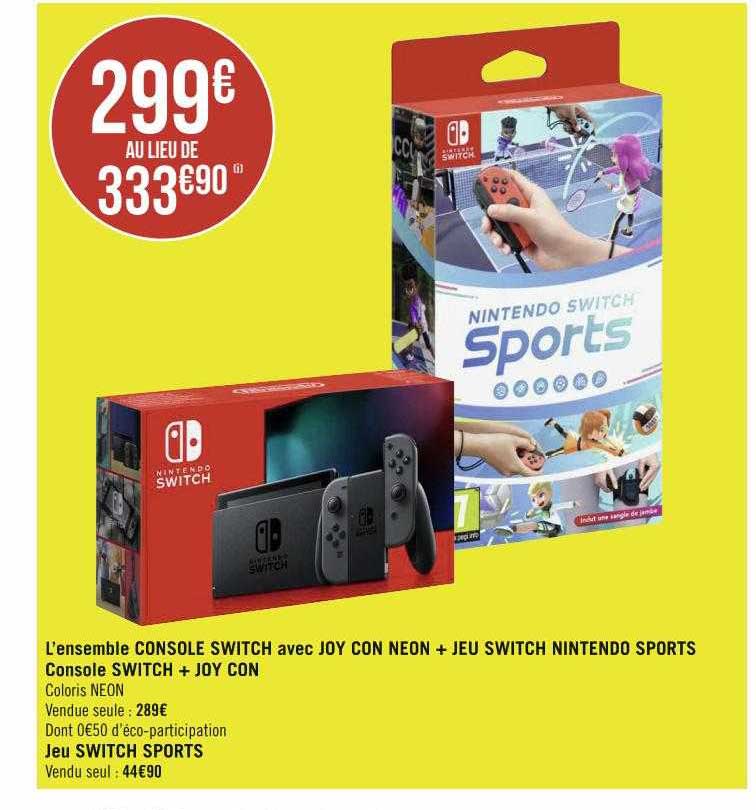 l'ensemble console switch avec joy con neon + jeu switch nintendo sports console switch + joy con