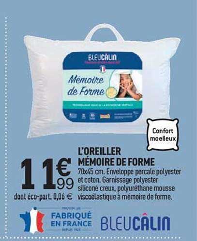 l'oreiller mémoire de forme bleu câlin