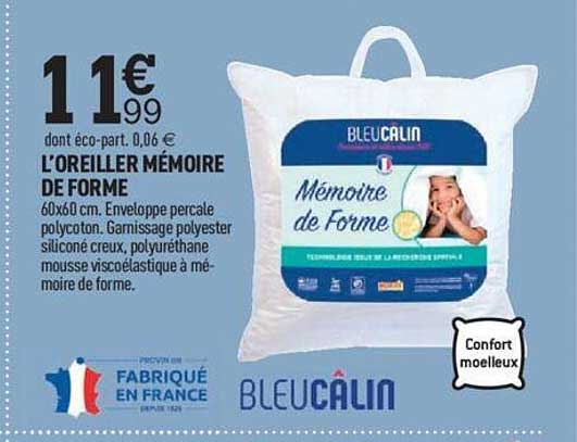 l'oreiller mémoire de forme bleu câlin