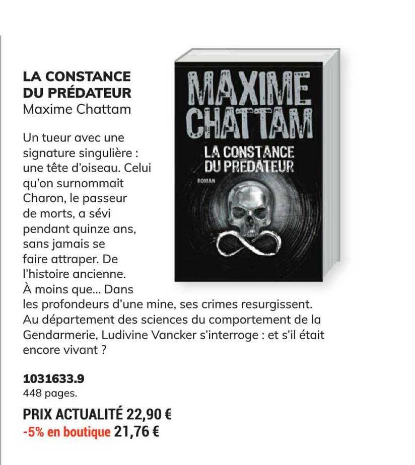 la constance du prédateur - maxime chattam