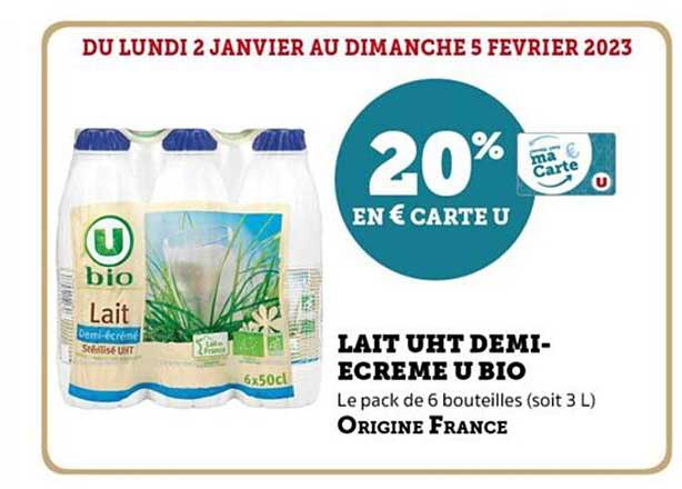 lait uht demi-écrémé u bio