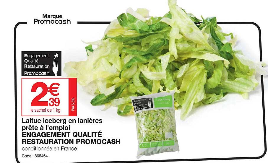 laitue iceberg en lanières prête à l'emploi engagement qualité restauration promocash