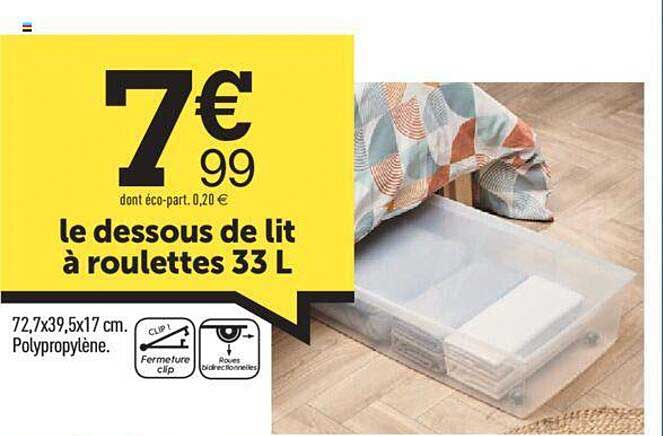 le dessous de lit à roulettes 33l