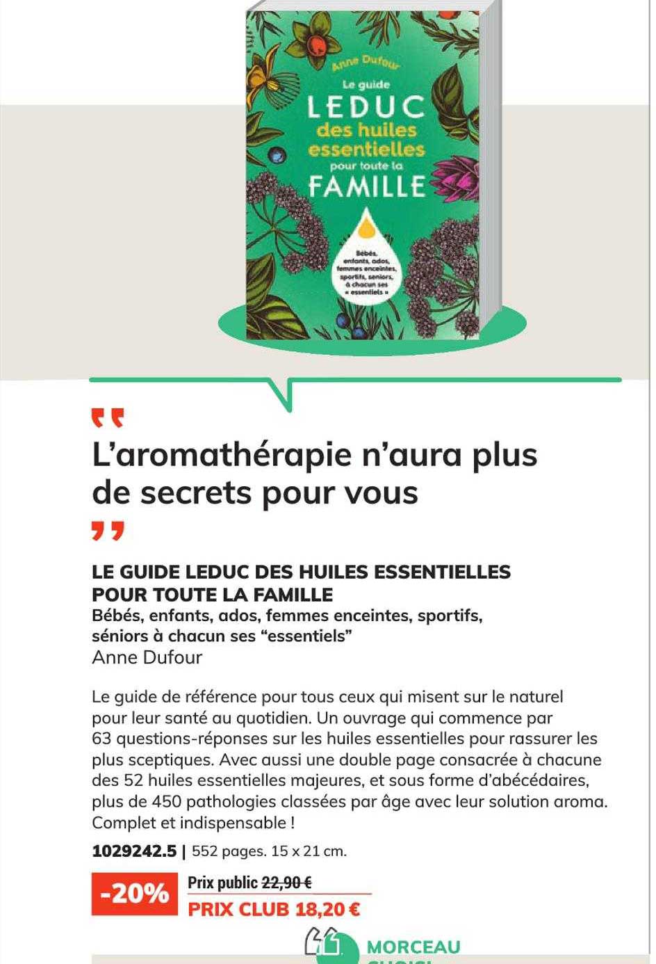 le guide leduc des huiles essentielles pour toute la famille - anne dufour